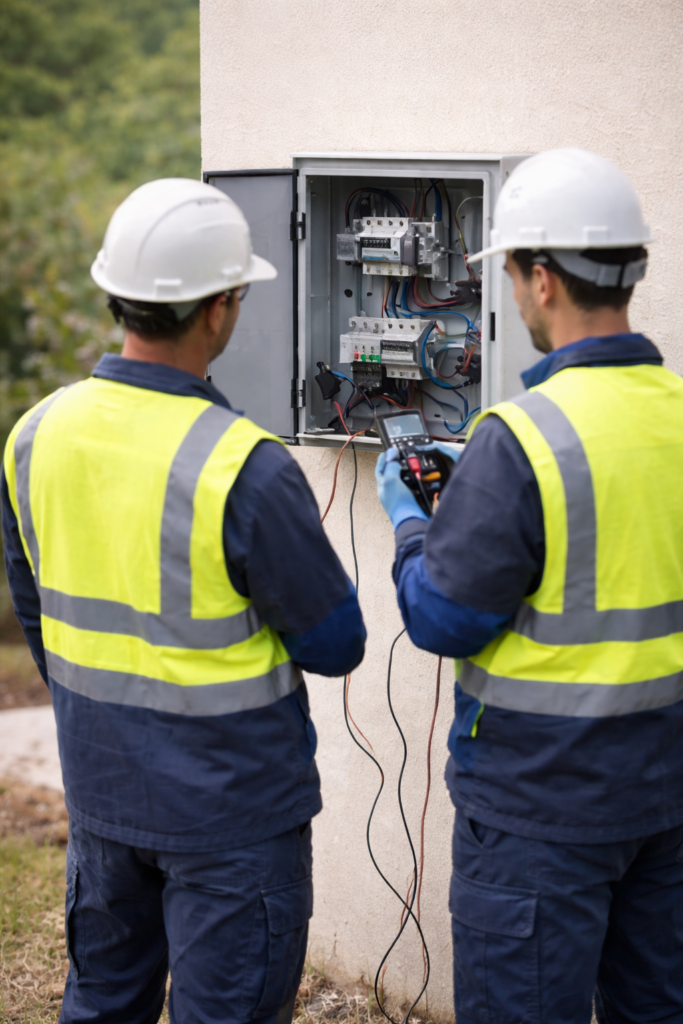 Electricistas trabajando